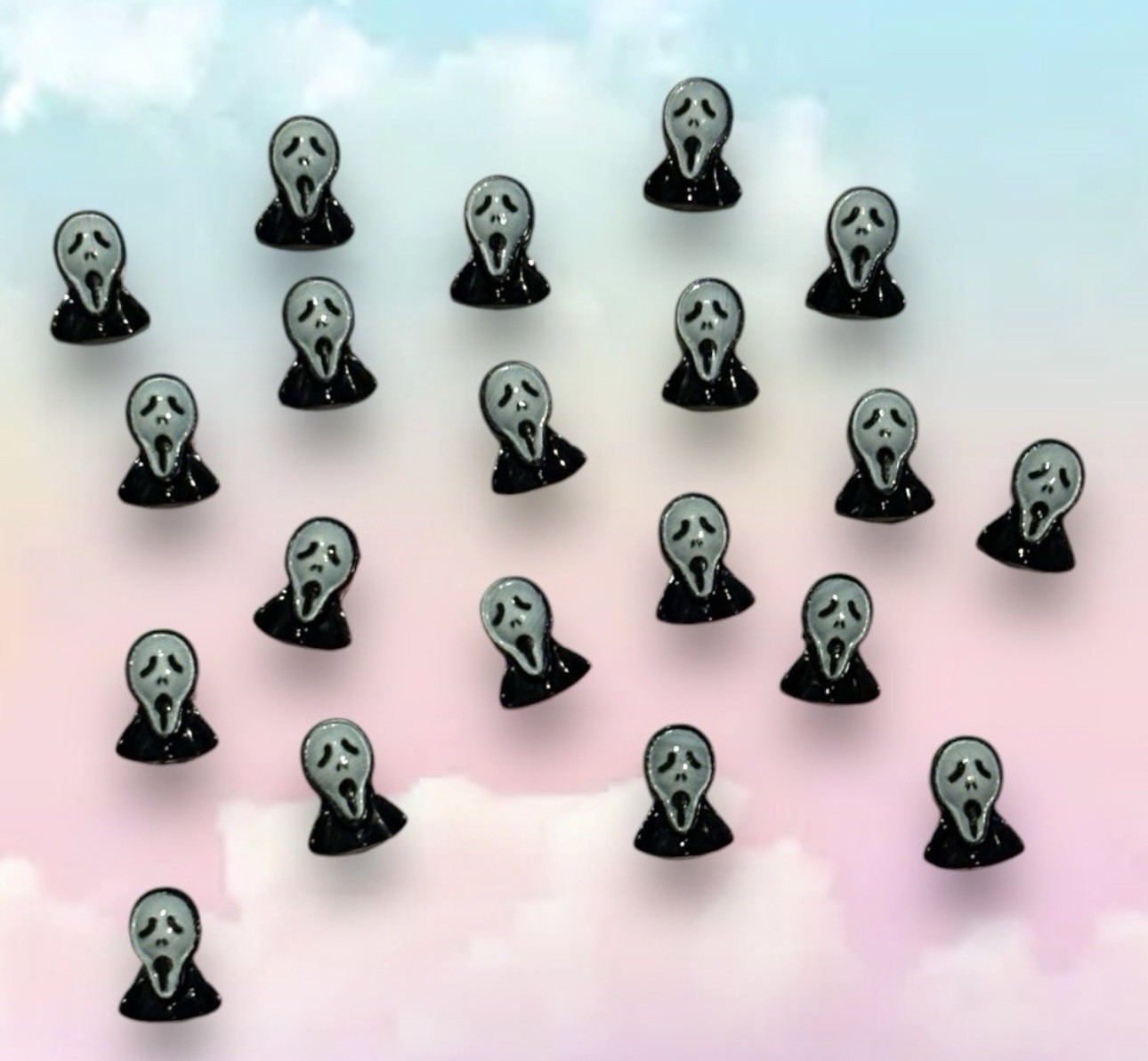 60 PIECES Nail Art Resin Ghost Face Halloween Charms DIY Craft for Nail 3D Art