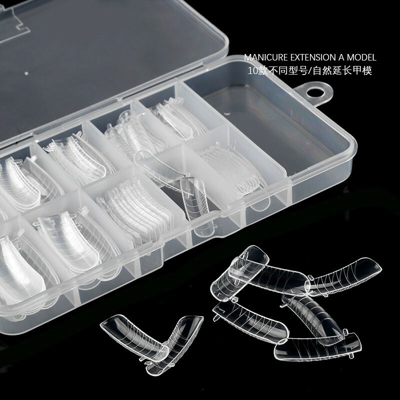 100Pcs Dual Forms Tips Quick Building Gel Mold Nail System Full Cover Nail Tips