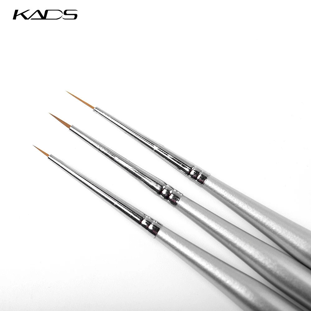 3Pcs/Set Professional Nail Liner Brush Silver Drawing Painting Acrylic Nail Art
