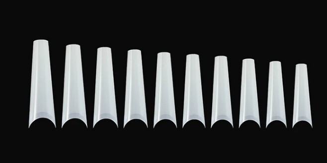 Dasgirl XL Coffin Tips, 550 pcs, 11 sizes, 1/2 moon, Natural