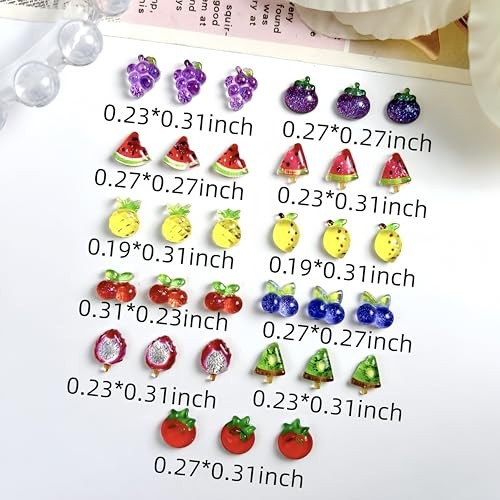 150PCS 3D Summer Fruit Rhinestones Nail Charms Colorful Mixed Resin Style12