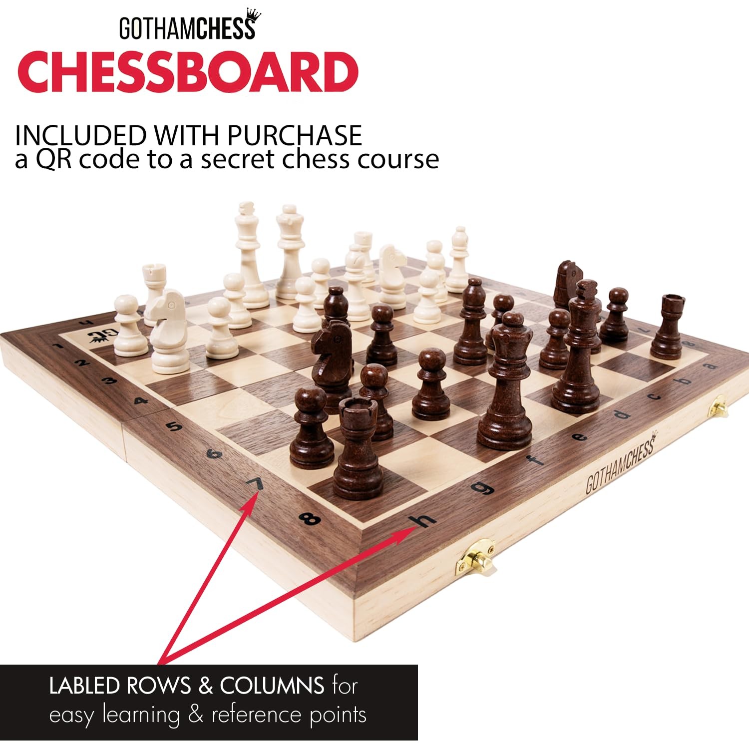 GothamChess Board | Foldable & Portable, Magnetic 15.5 inches x