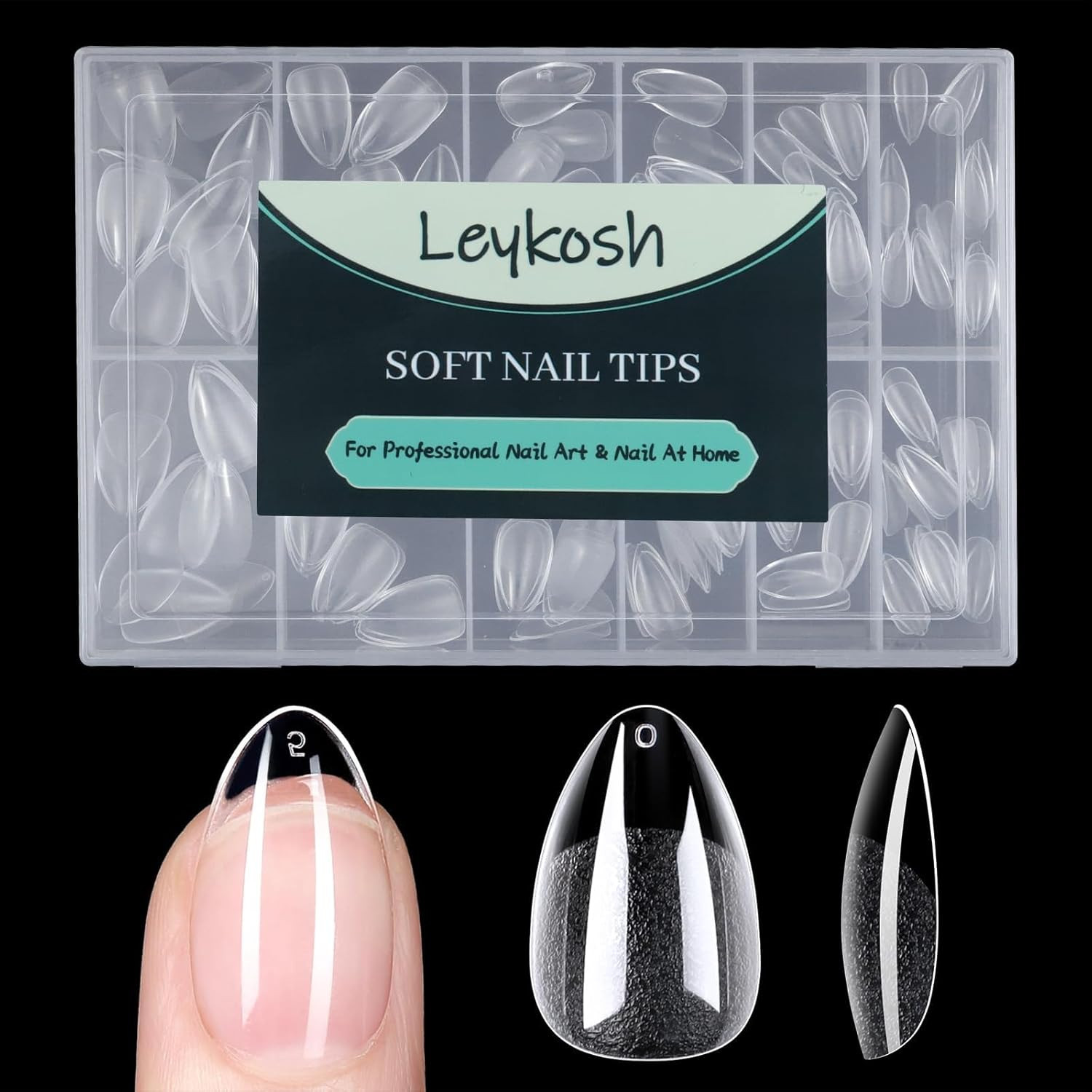 Short Almond Nail Tips, 216pcs Acrylic Fake Nails Soft Gel X Nail Tips, Full Cov