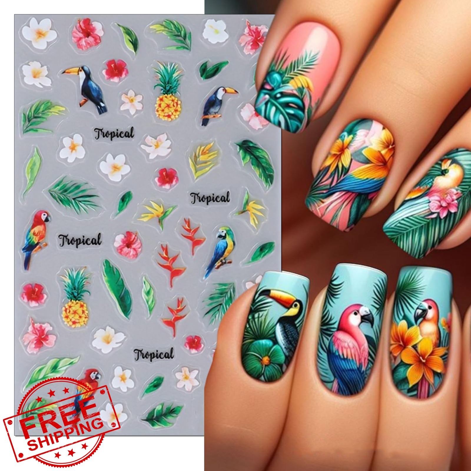 IDDFEVE Summer Palm Tree Nail Art Stickers 3 Sheets