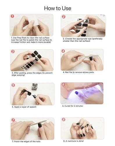 Semi Cured Gel Nail Strips | 28 pcs Gel Nail Strips Work with Any UV Iridescent