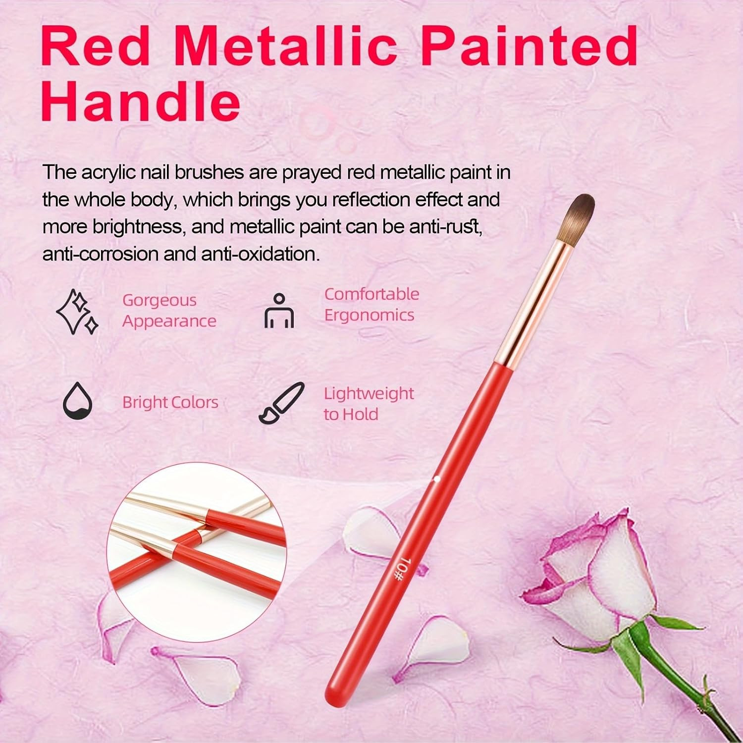 5PCS Acrylic Nail Brush Set,Professional Acrylic Nail Brushes Size 4# 8# 10# 12#