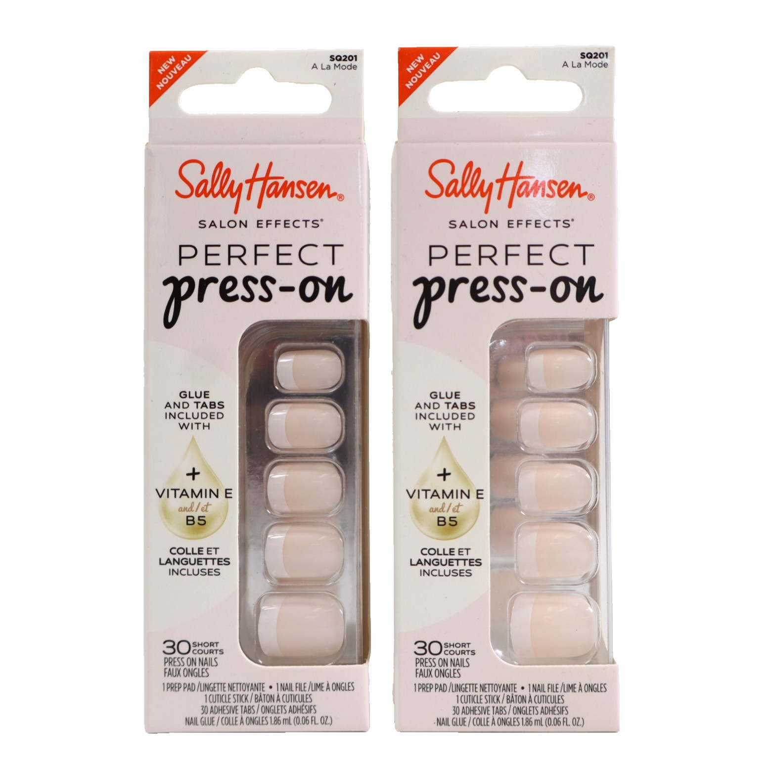 2 PACK Sally Hansen Salon Effects Perfect Press-on Nails, A La Mode SQ201