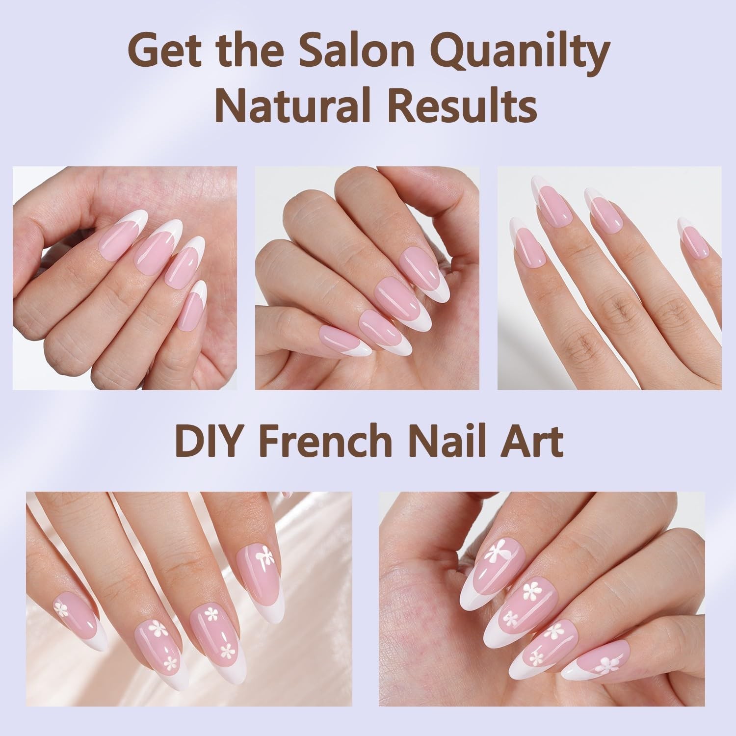 Misssix French Gel Nail Tips 150Pcs French Tip Press on Nails Medium Almond