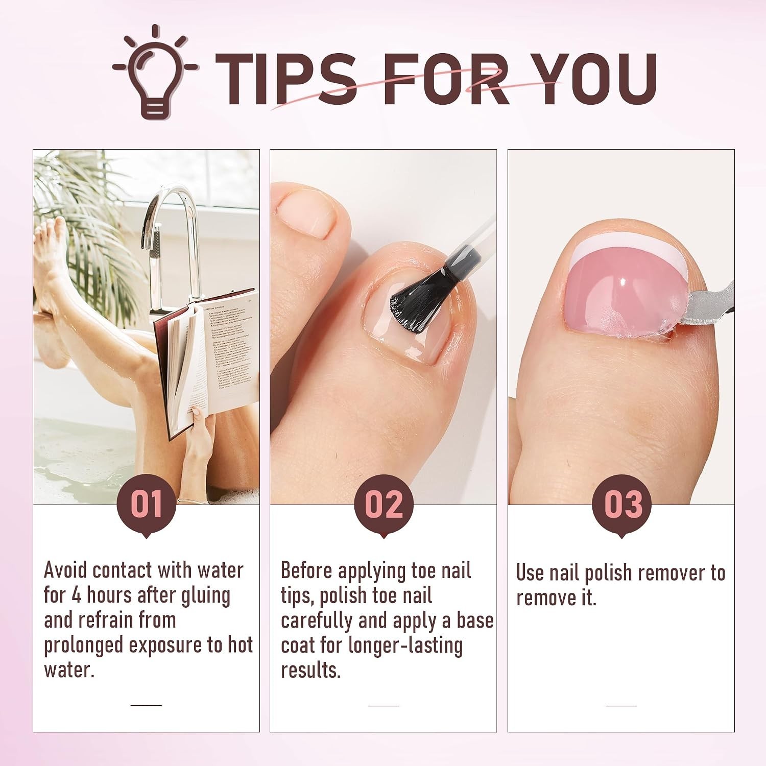 UNA GELLA Toe Nail Press Ons 216pcs Peach Pink French Tip Soft Gel 12 Sizes DIY