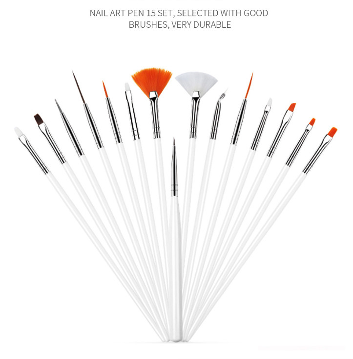 20Pcs Nail Art Dotting Painting Drawing Brush Pen Tools UV Gel Polish Kit Set