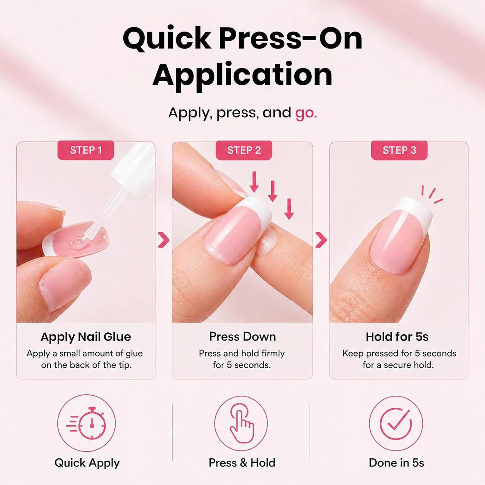 Press On Nail Glue 10ml Fast-Drying Strong Adhesive with Brush for Acrylic Fake
