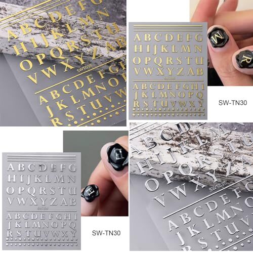 8 Sheets Letters Nail Stickers Decals Alphabet Numbers Nail Decals for Nail