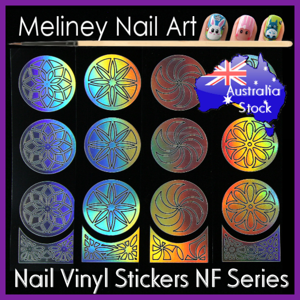 NF Nail art vinyl stencil stickers Manicure Holographic Decals hollow vinyls