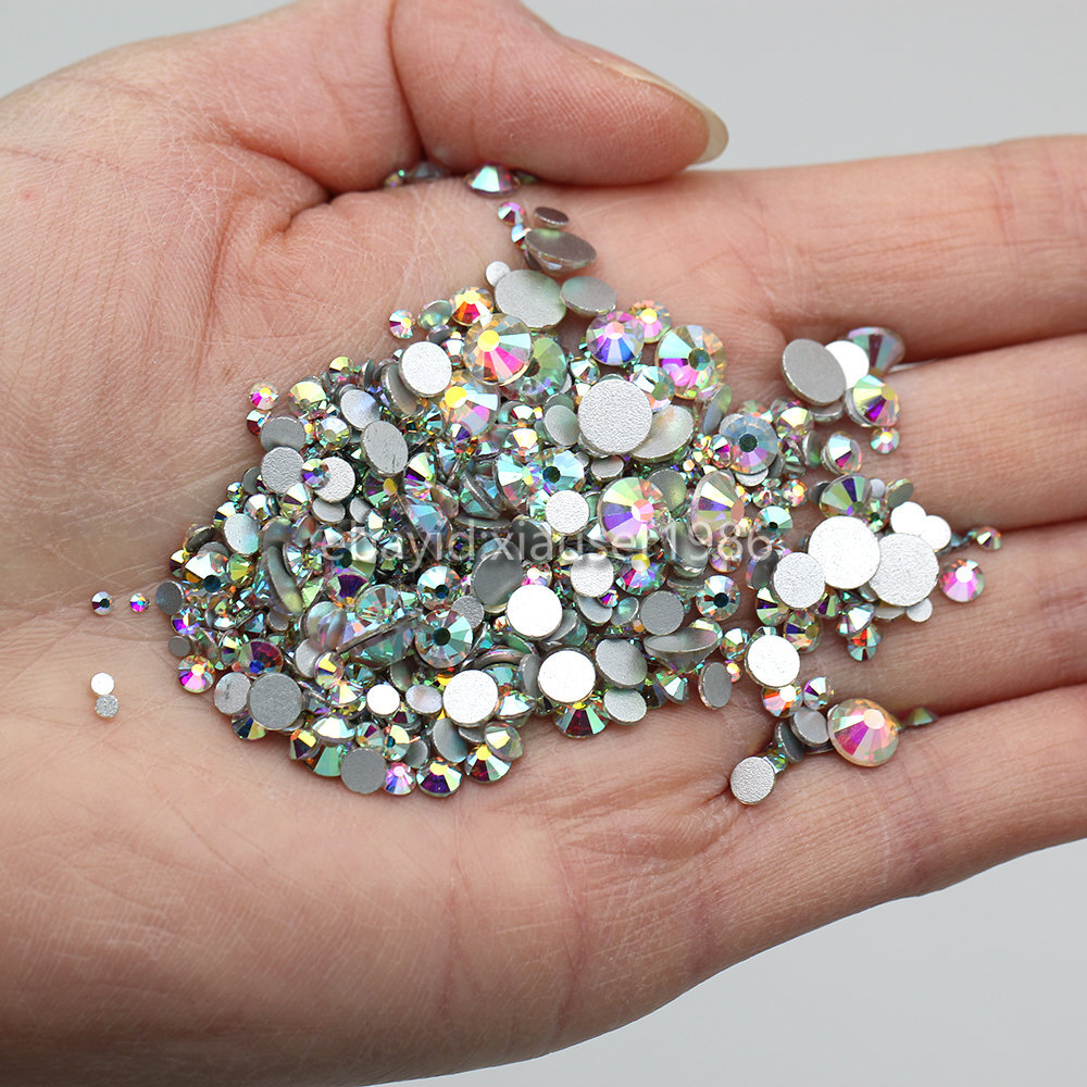 Top quality Crystal AB Rhinestones Flat Back Gems for Nails Clothes Craft Decor