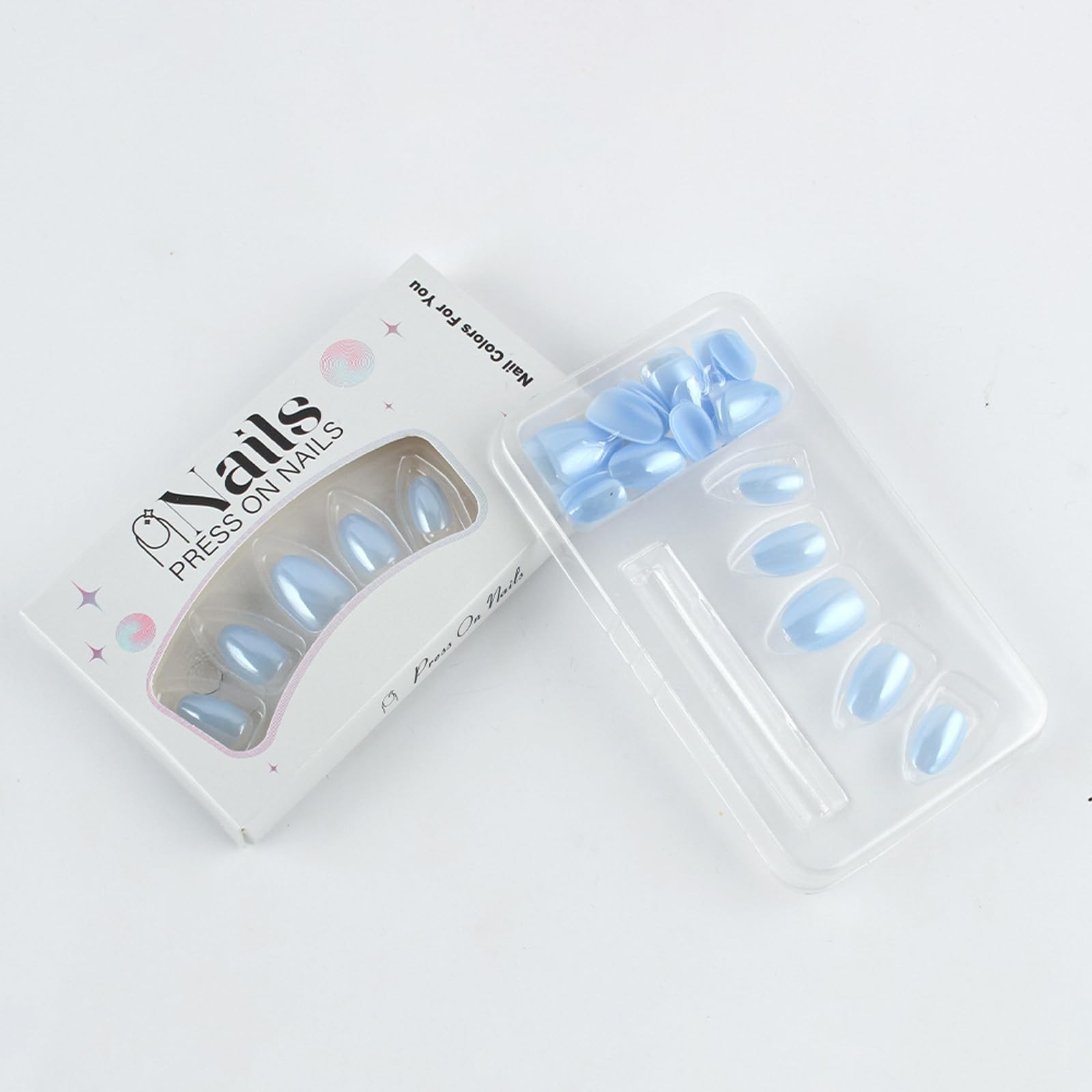 KASOICRA Blue Almond Press On Nails Short