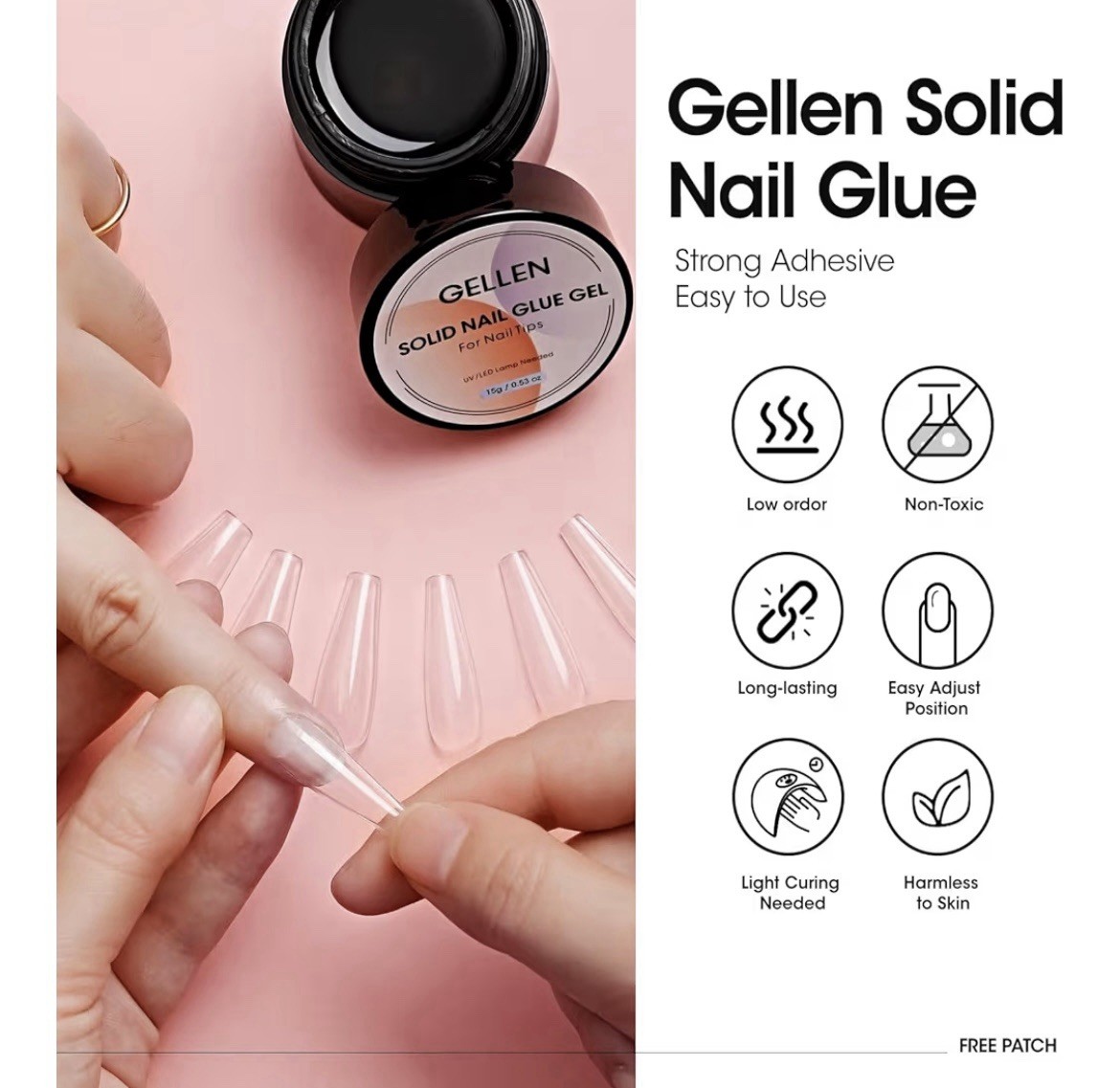 Gellen Solid Acrylic Nail Glue Gel 0.53oz, False Nails, Nail Art, Salon UV Cured