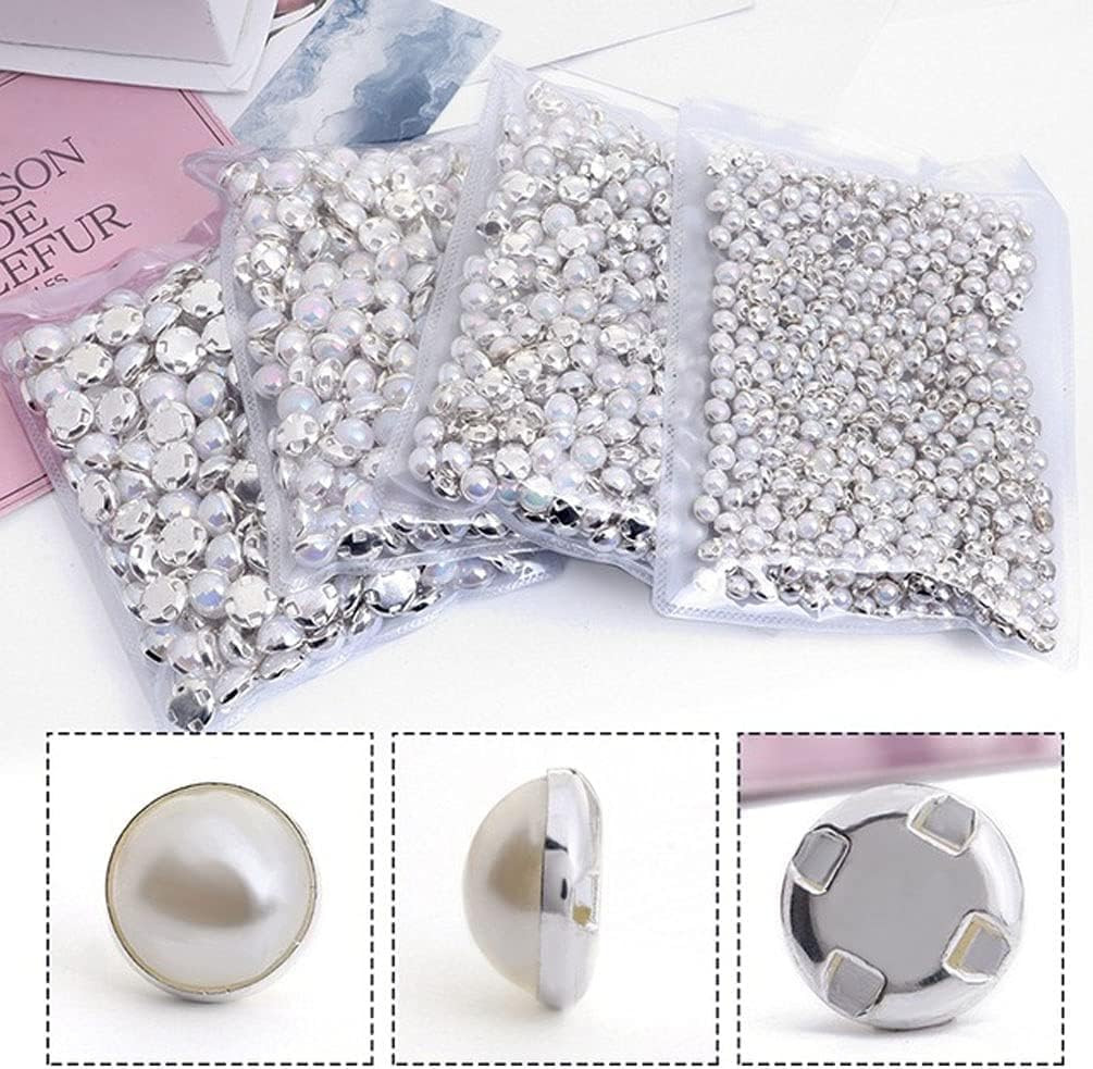 50 Pcs on Faux Pearls Flatback Half round Bead Buttons for Clothing Shoes Bag Be