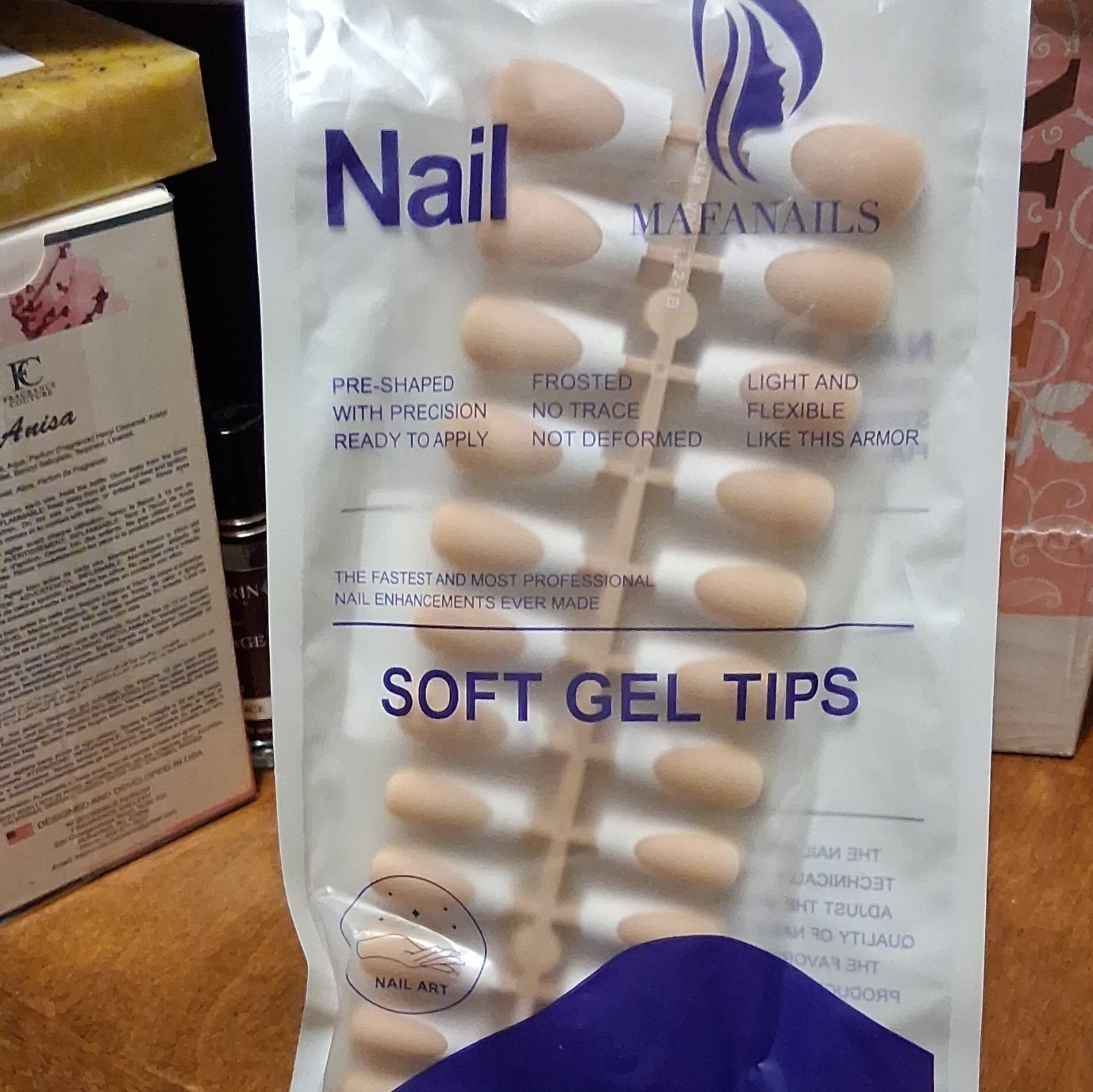 MAFANAILS Soft Gel Tips Beige Natural Almond Pre-Shaped Lightweight Flexible