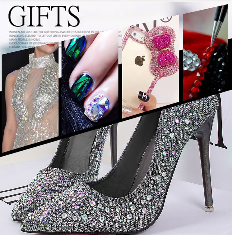 300pcs Crystal AB Rhinestones Flatback Strass Nail Art Case Shoe Decoration NS4