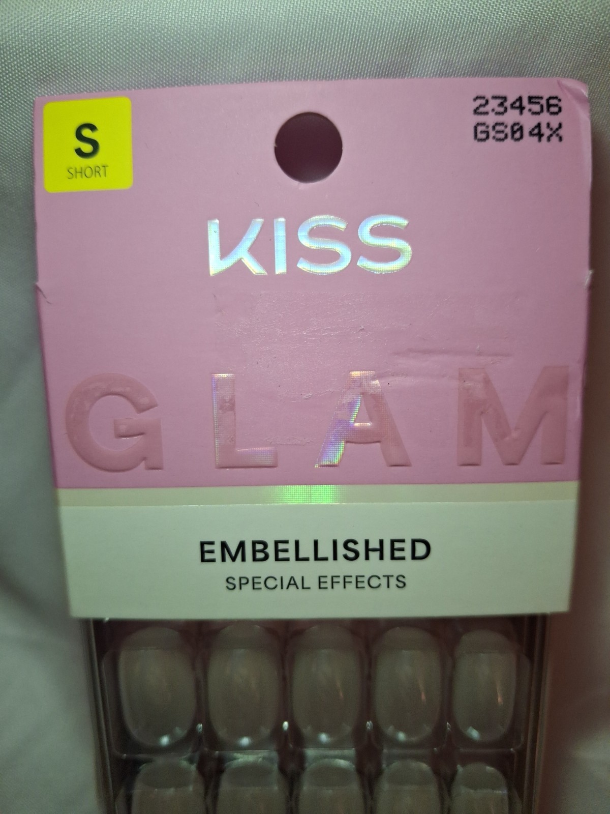 KISS GLAM Acrylic False Nails, Short Embellished Effects 32 Count Pack Of 1