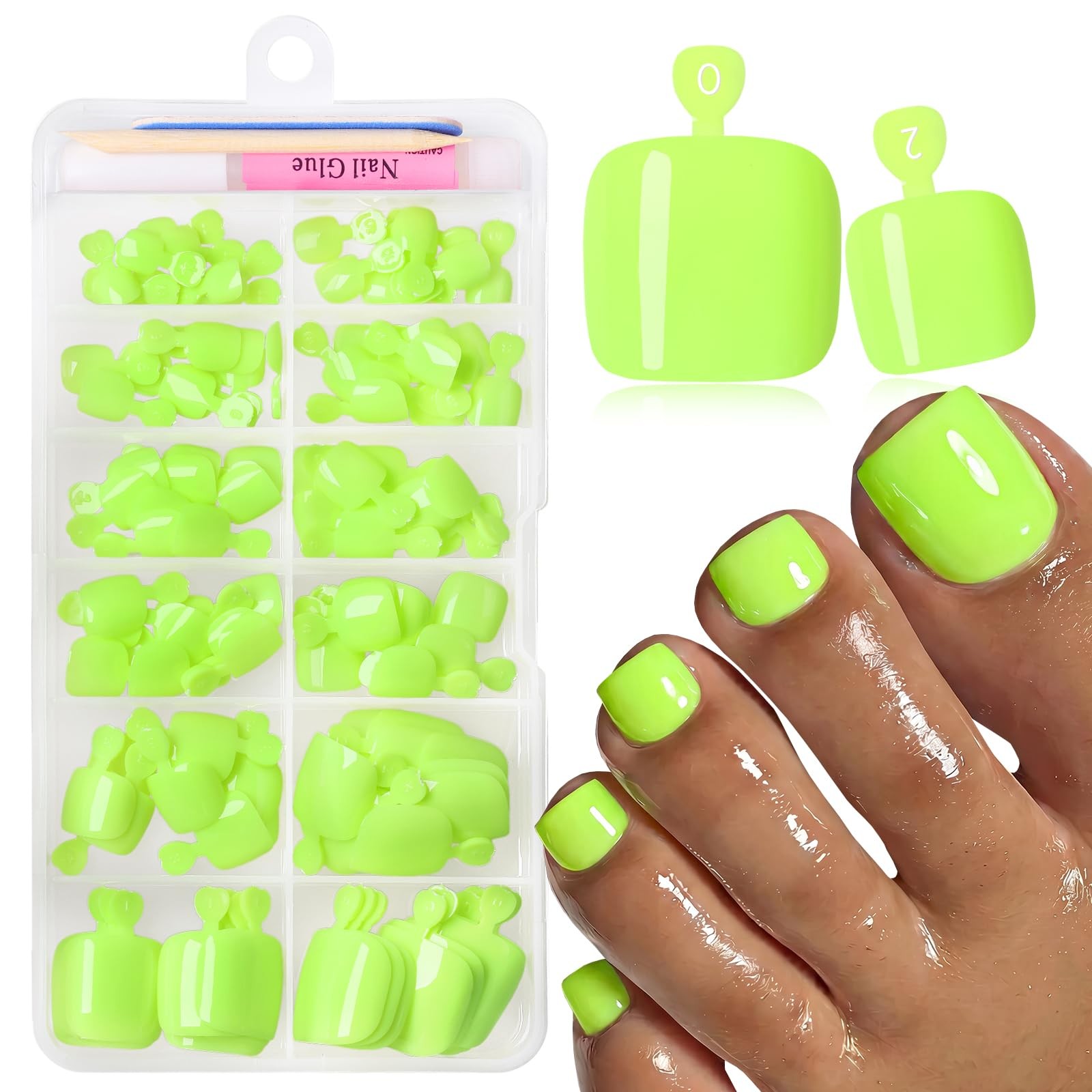 120pc Press on Toenails Women Fake Toe Nail Press ons Pedicure with Glue, Lim…