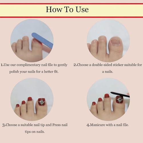 Press on Toenails Glitter Fake Toe Nails Purple False Toenails Glossy Style-1