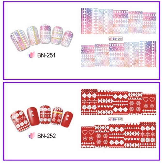 Christmas Nail Art Water Decals: Santa, Snowman, Reindeer(Group 2)