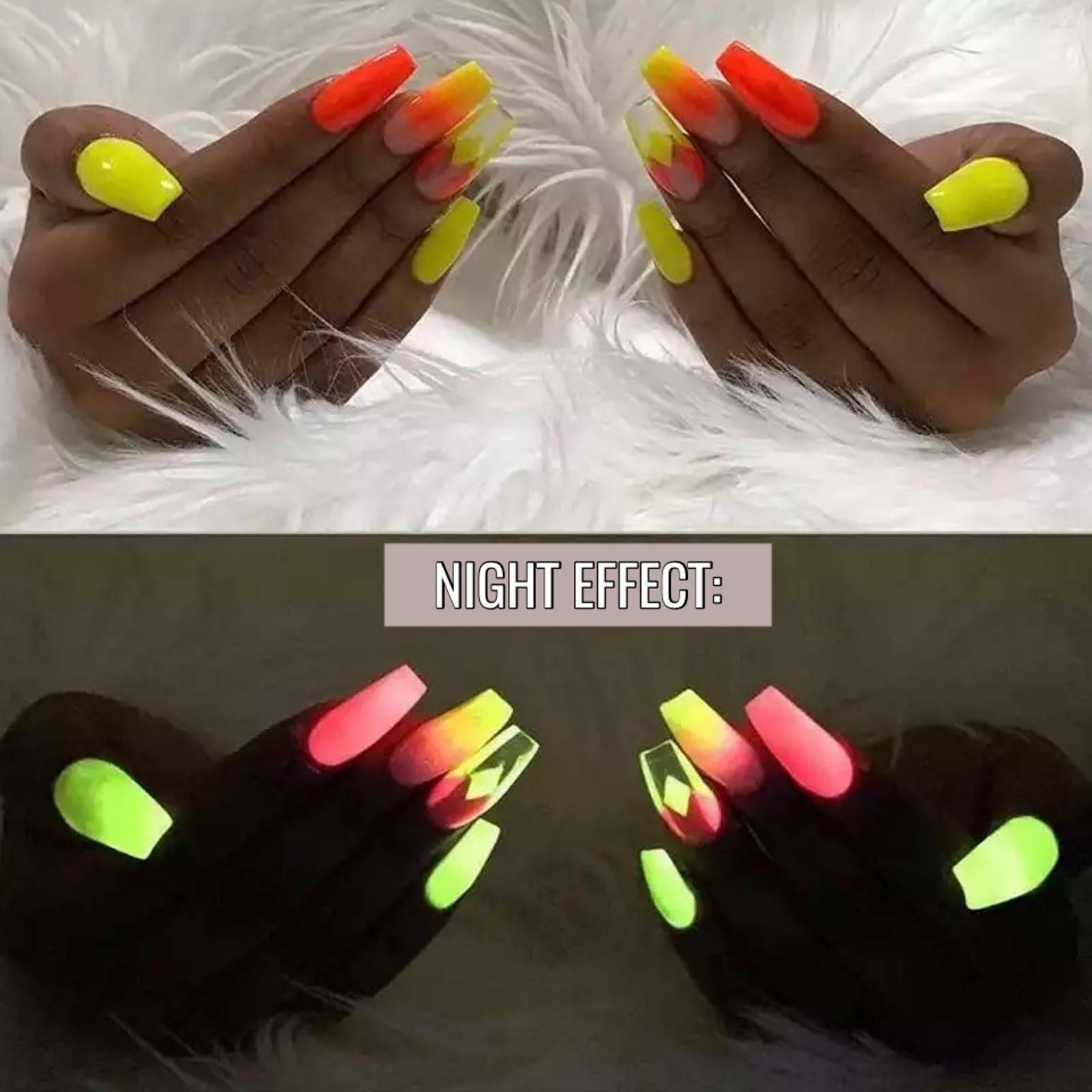 Glow in the Dark Nail Powder Neon Flash Luminous Glowing Nails Pigment Colours