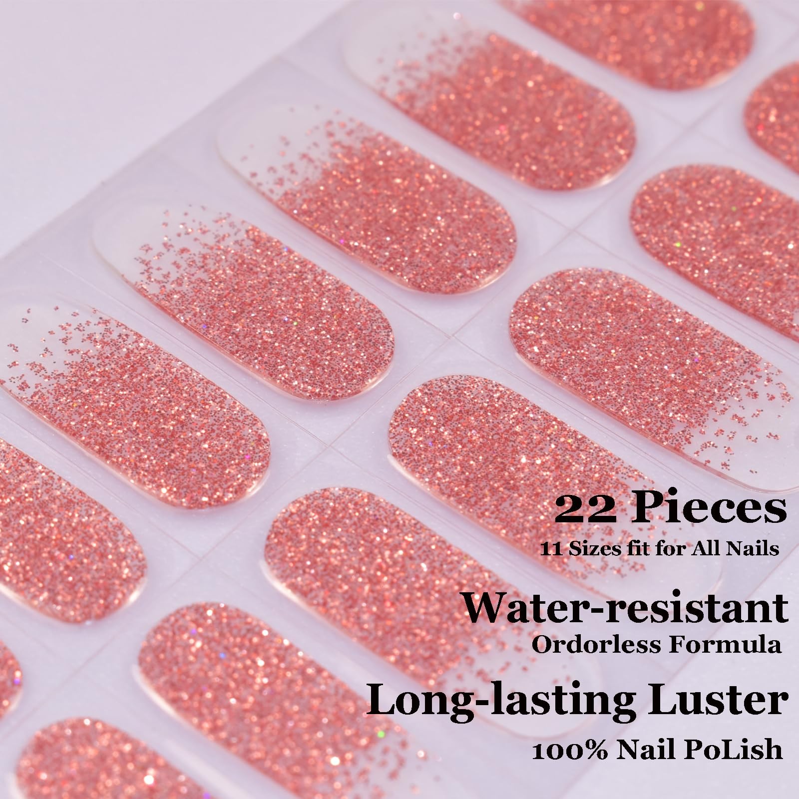 Semi Cured Gel Nail Sticker Glitter Sequins Nail Polish Strips Full Nail Wrap…