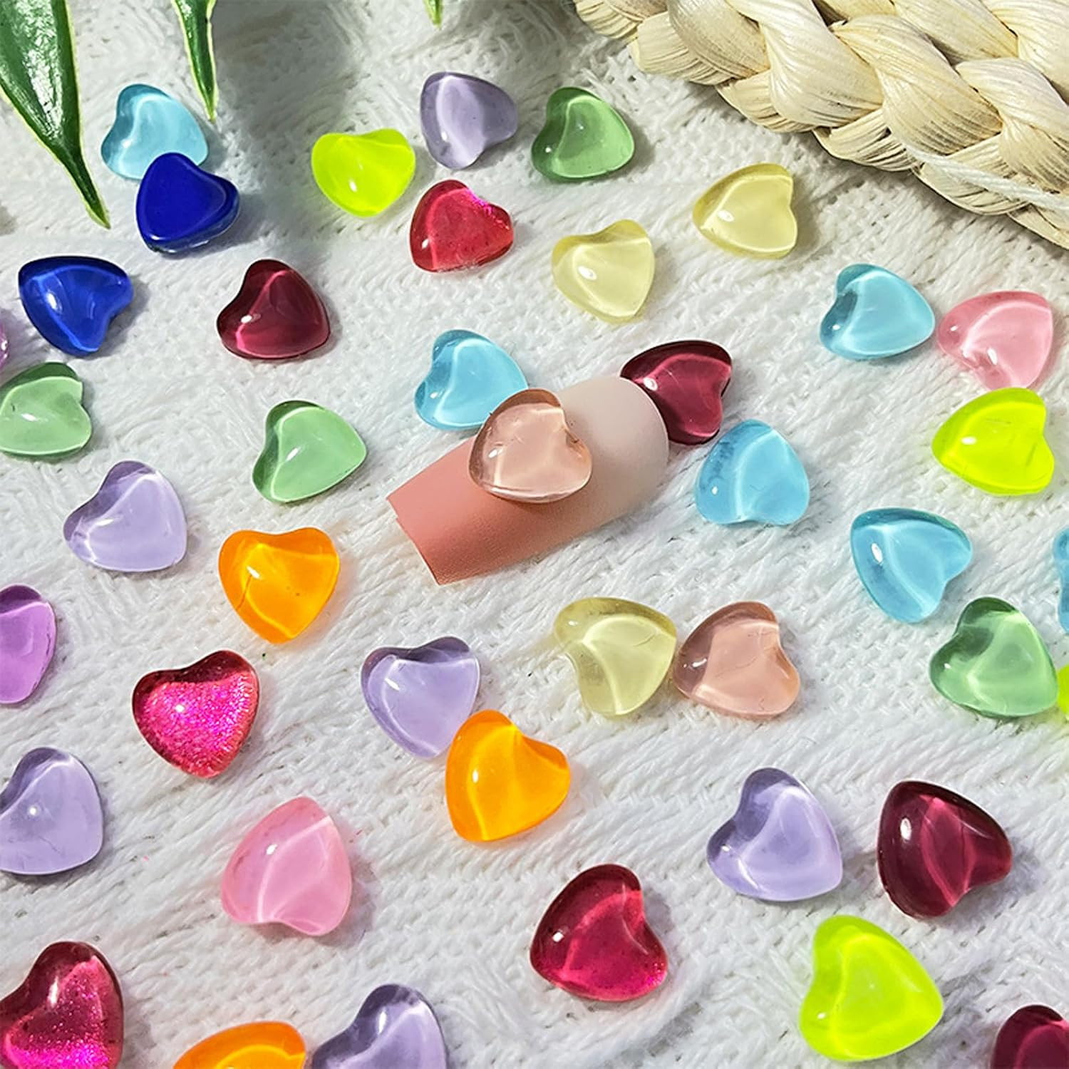 100Pcs Heart Nail Charms Mixed Colors Kawaii Nail Charms 3D Resin Love Hearts Rh