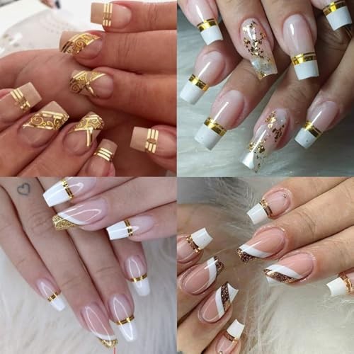 30 Sheets Gold Lace Nail Art Stickers – Baroque Line Nail Gold Lace, 30 Sheets
