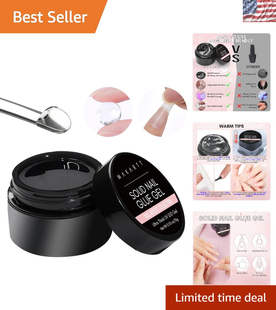 Professional 15ml Solid Gel Nail Glue – Rubber-Like Texture, Easy Application