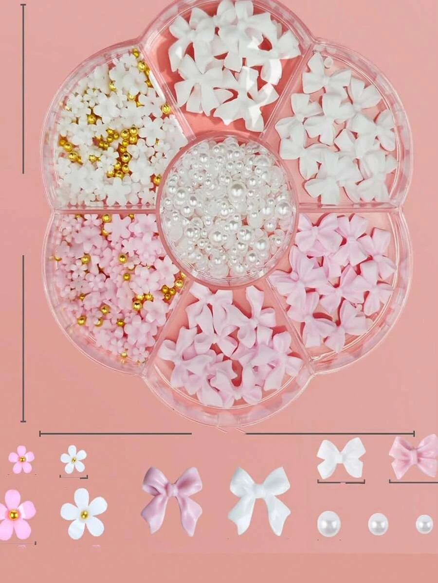 3D Flower Nail Charms Acrylic Petal Rhinestone Nail Art Decorations
