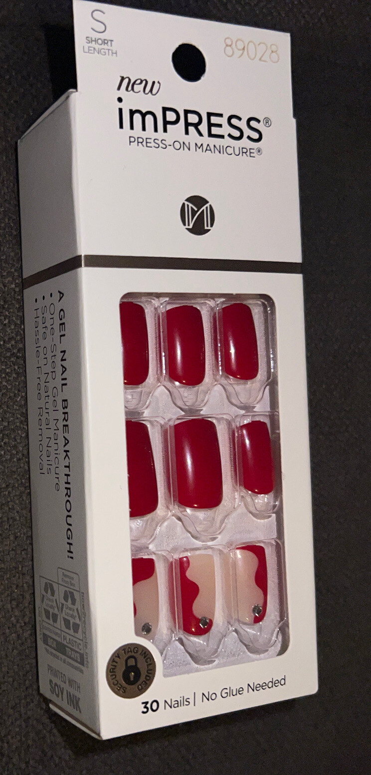 Kiss imPRESS Press-on Manicure Short 30 Red Nails “ADORE YOU”💅
