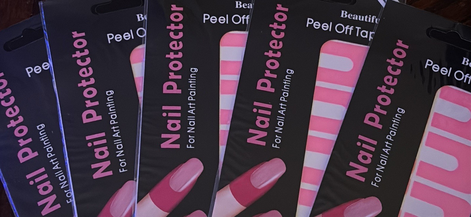 Finger Nail Protector Tape For Nail Polish Painting Peel Off Tape Pink 5 Packs