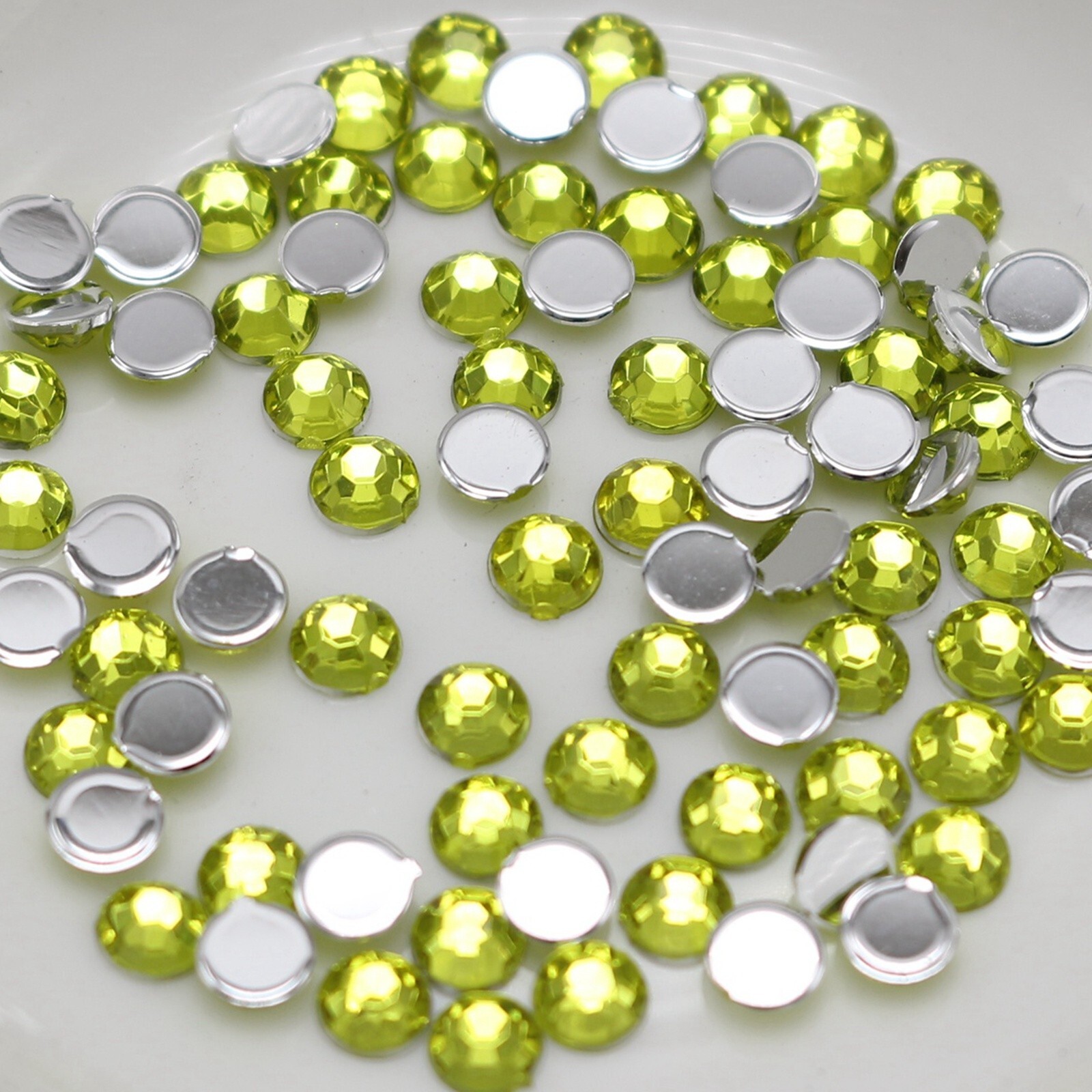 2000 Light Green Crystal Acrylic Round Faceted Flatback Rhinestone Gem 4mm SS16