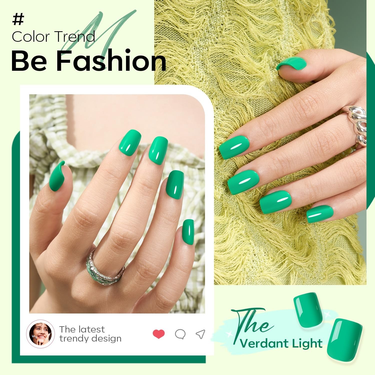 Durable & Stylish Green Press On Nails – 32Pcs Short Square for Effortless Glam