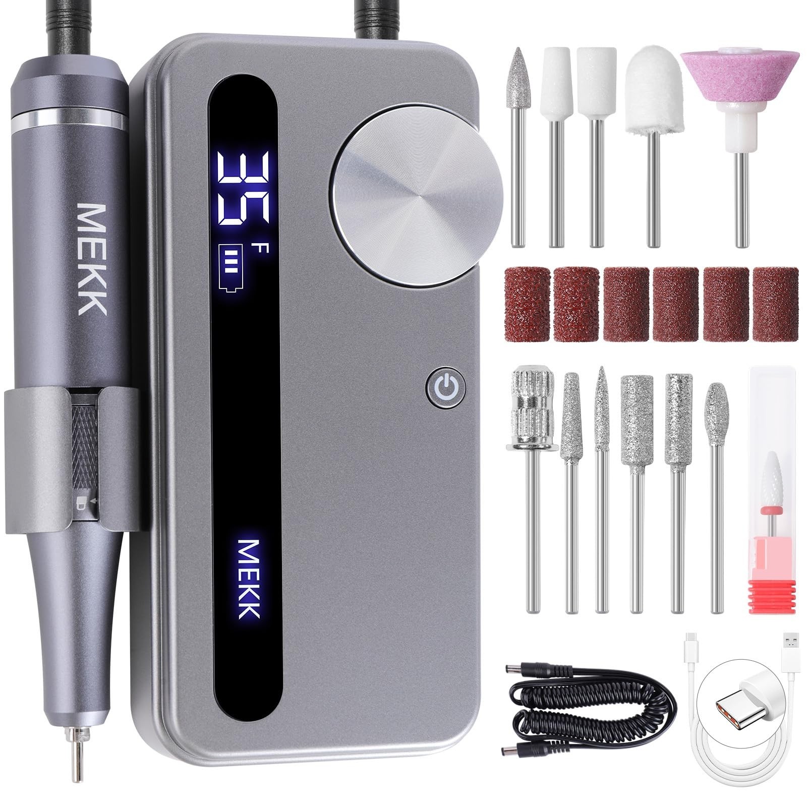 MEKK Nail Drill Kit,35000RPM Electric Nail Drill Professional Electric Nail F…