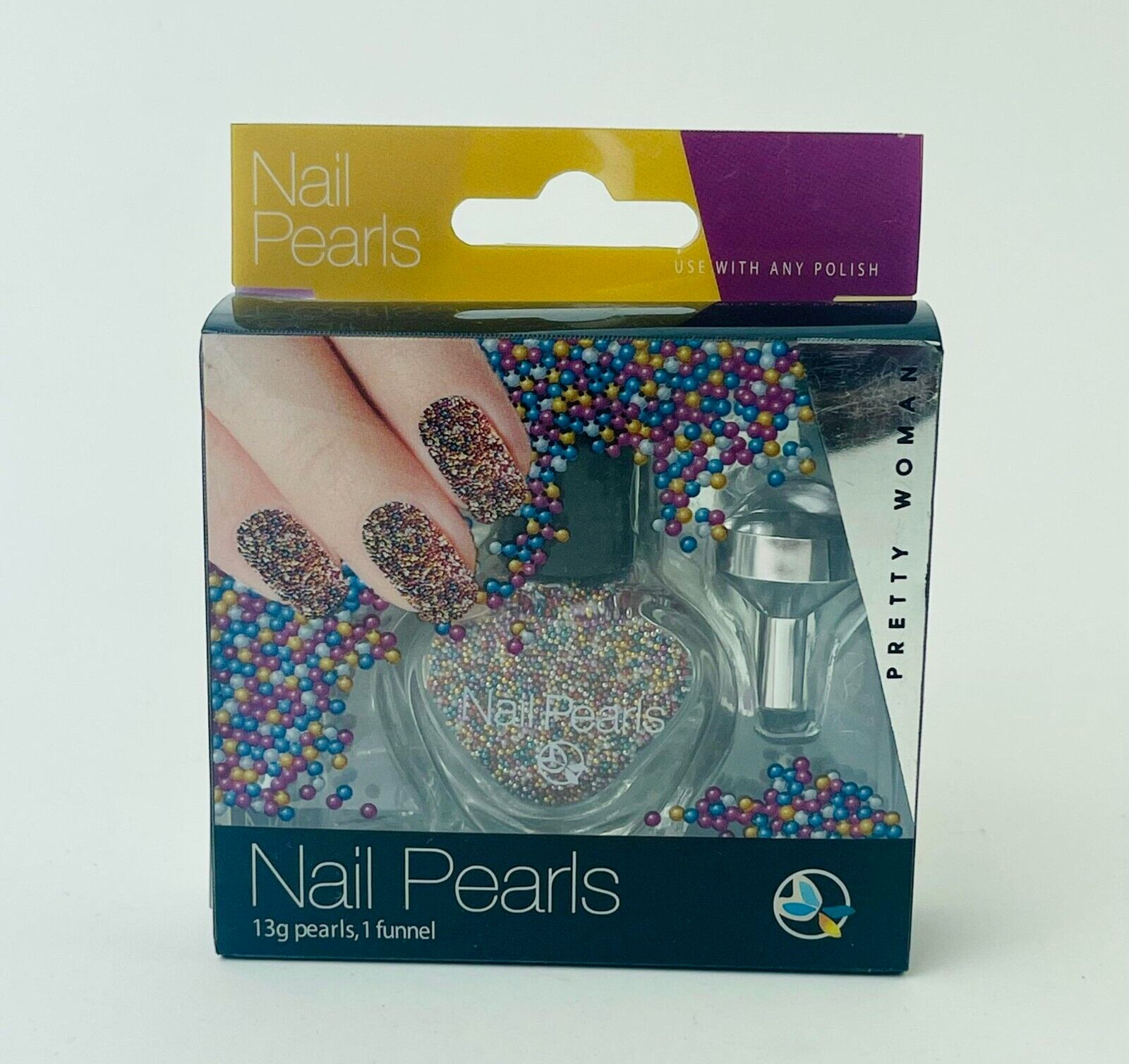 Pretty Woman Nail Pearls Use With Any Polish 13g Pearls, 1 Funnel Multicolor NEW