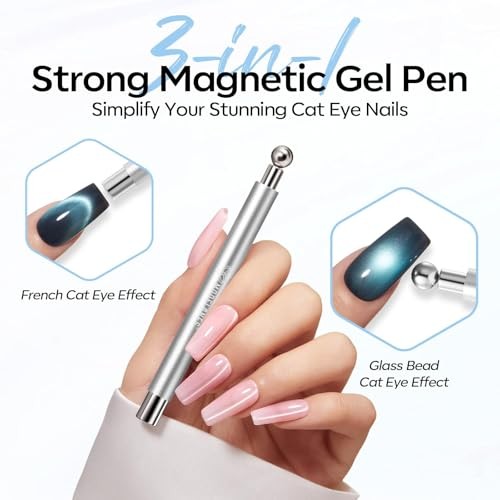 Cat Eye Magnet for Nails, 3-in-1 A 3-in-1 Sliver Double Head Cat Eye Magnet