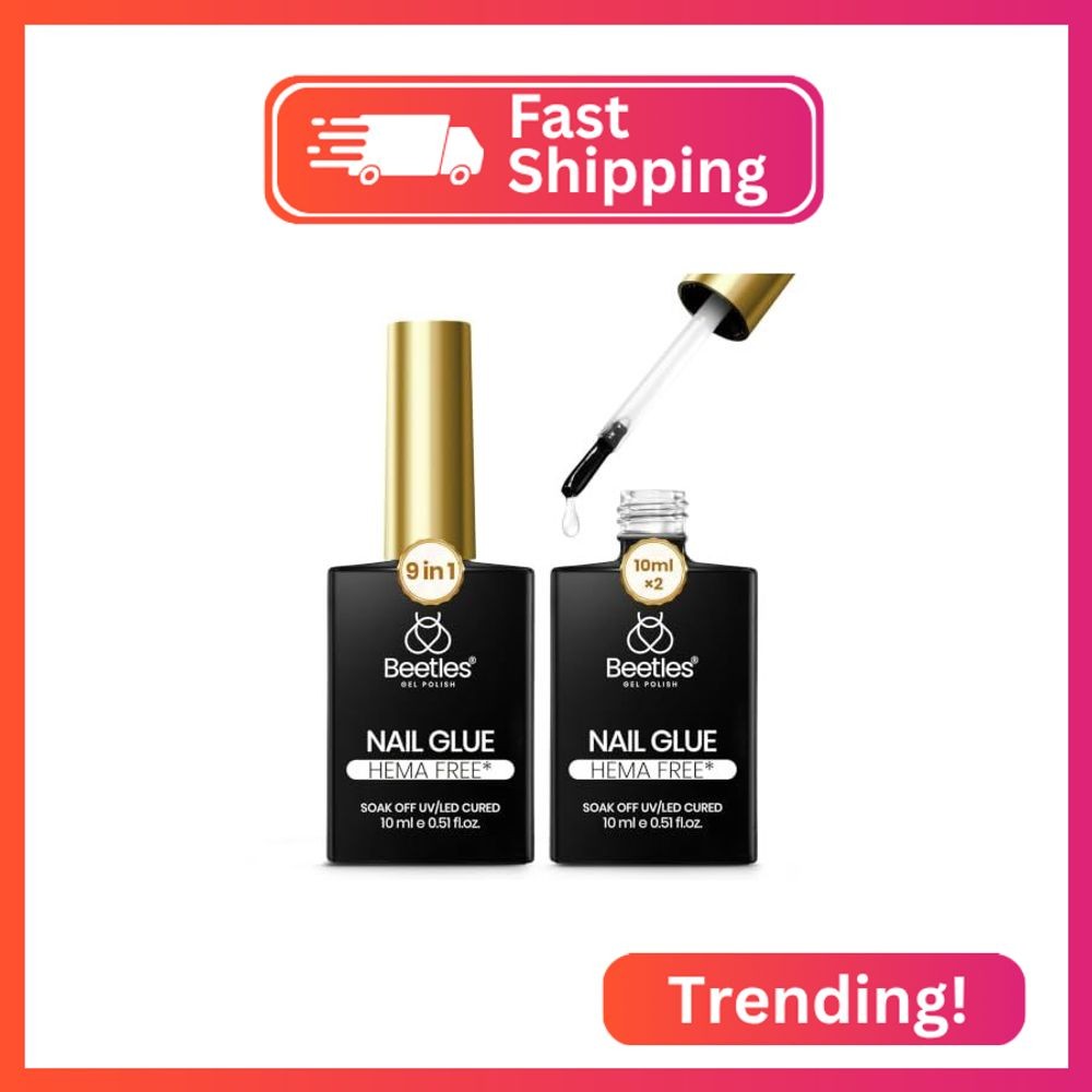 Beetles 9 in 1 Gel Nail Glue for Acrylic Nails Tips 2Pcs 10ml