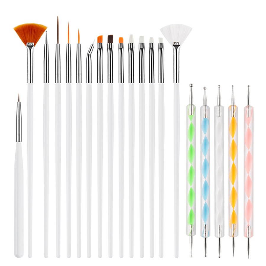 20 Pcs Nail Art Gel Design Pen Painting Polish Brush Dotting Drawing Tools Set
