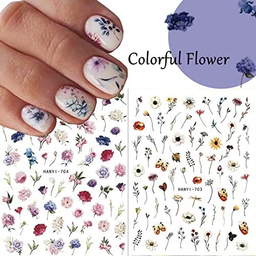 9 Sheets Flower Nail Art Stickers Decals 3D Self-Adhesive Nail Stickers 03