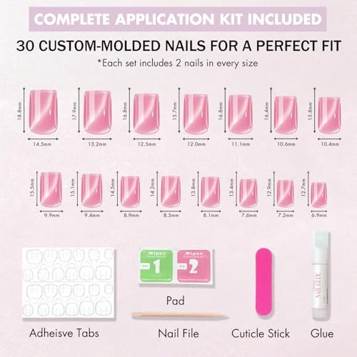 Cat Eye Press On Nails Short – 30 Pcs Glitter Royal Blue – Sapphire
