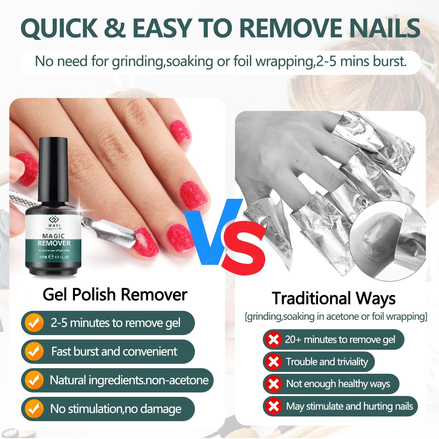 Gel Nail Polish Remover Kit – 2PCS with Tool