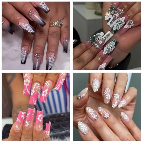 6 Sheets Flower Nail Art Stickers Decals 5D Embossed Self-Adhsive Coloful-03