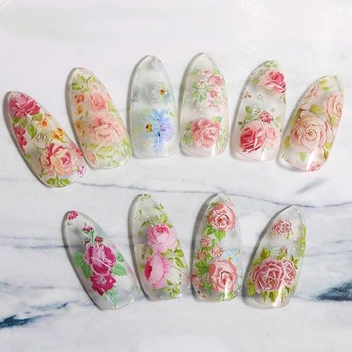 Flower Nail Foil Nail Design Stickers Decals Lace Nail Art Flowers Holographic