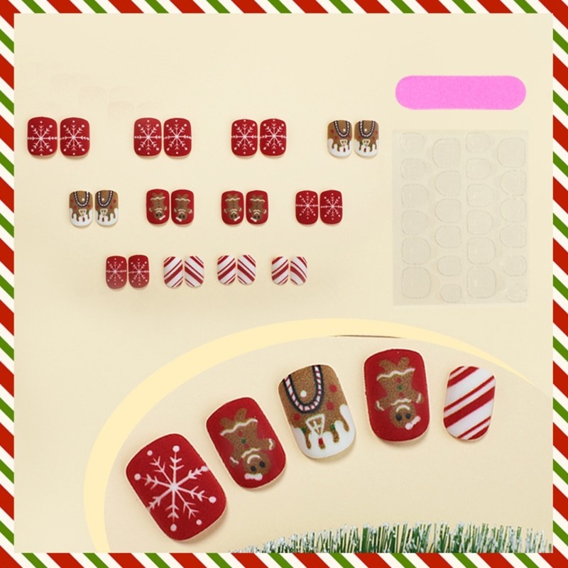 False Nail Christmas Nail Art on Nail With Snowman Snowflake Easy To Use