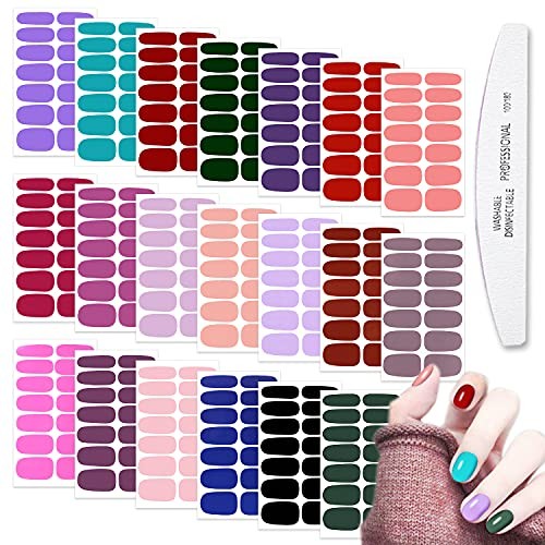 20 Sheets Mix-Color Solid Nail Polish Strips Full Nail Wraps Gel KIT1 Solid 1