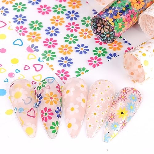 10 Rolls Flower Nail Foil Daisy Nail Transfer Foil Holographic Nail Art Foil